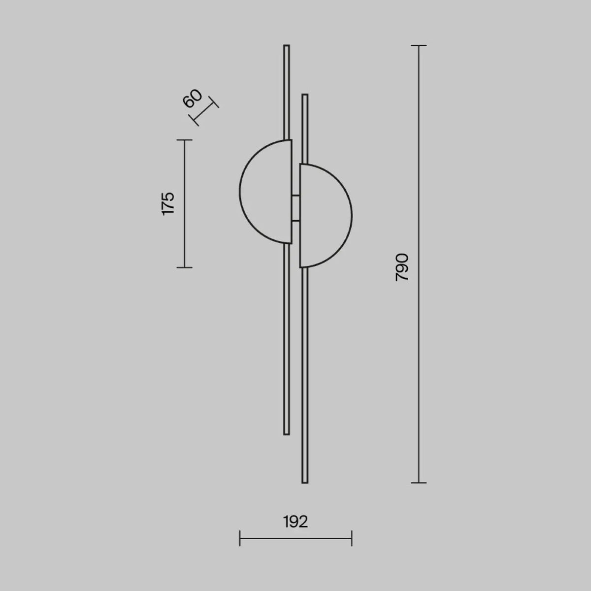 Applique murale LED en tige verticale de 79 cm, gauche ou droite