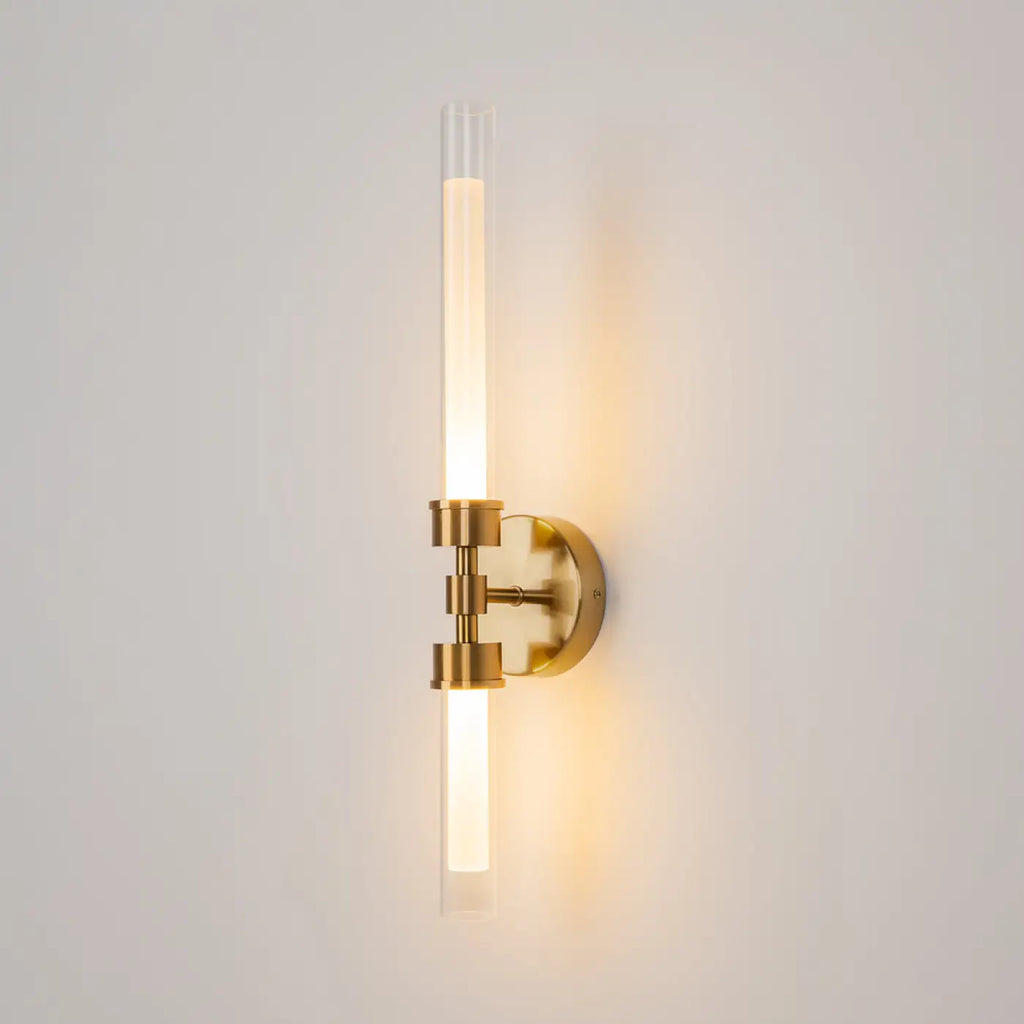 Applique murale LED tube de verre vertical, 56,6 cm, noir ou doré