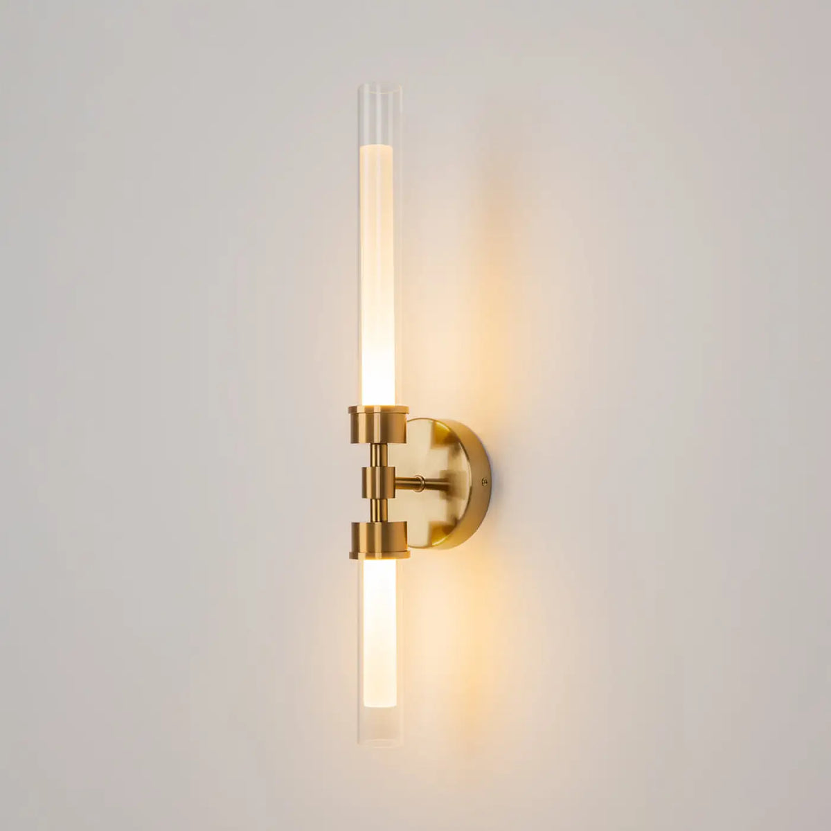 Applique murale LED tube de verre vertical, 56,6 cm, noir ou doré
