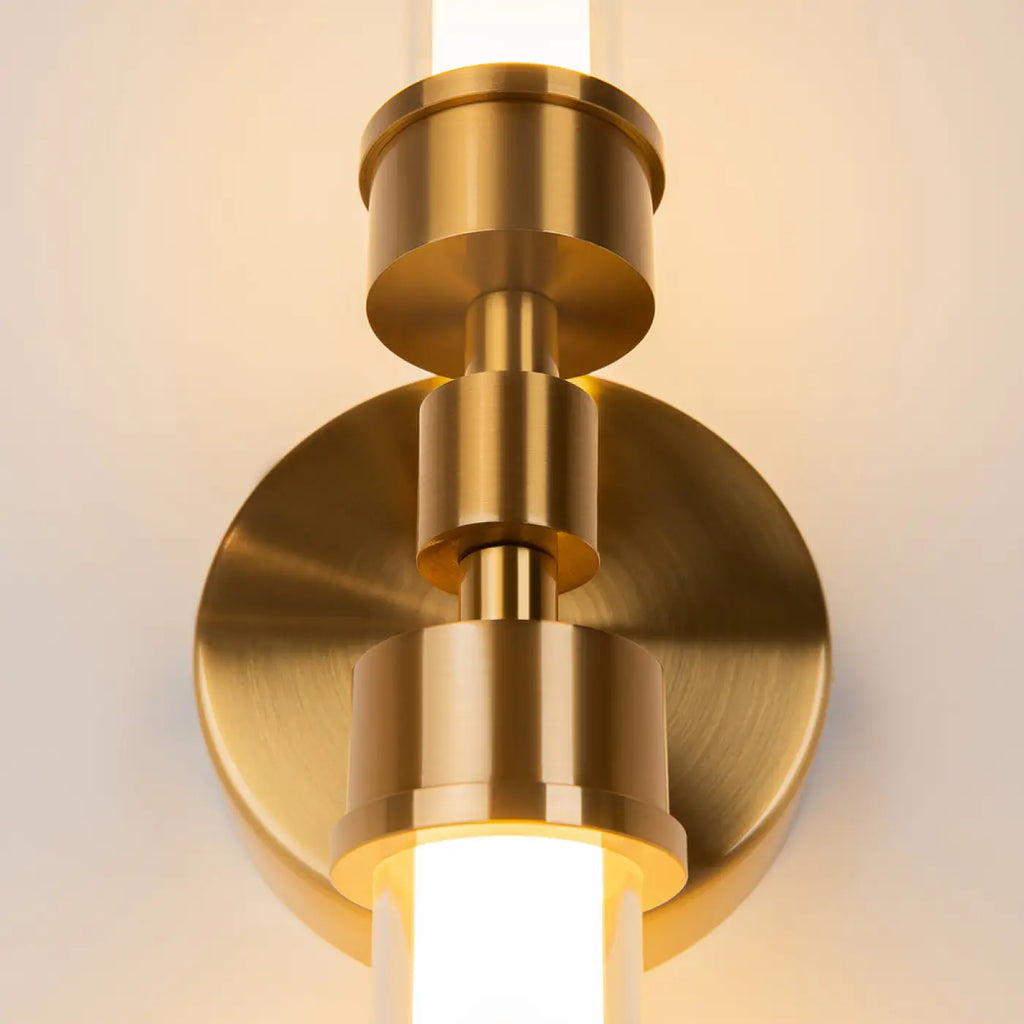 Applique murale LED tube de verre vertical, 56,6 cm, noir ou doré