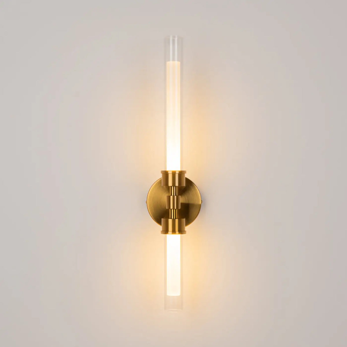 Applique murale LED tube de verre vertical, 56,6 cm, noir ou doré, doré