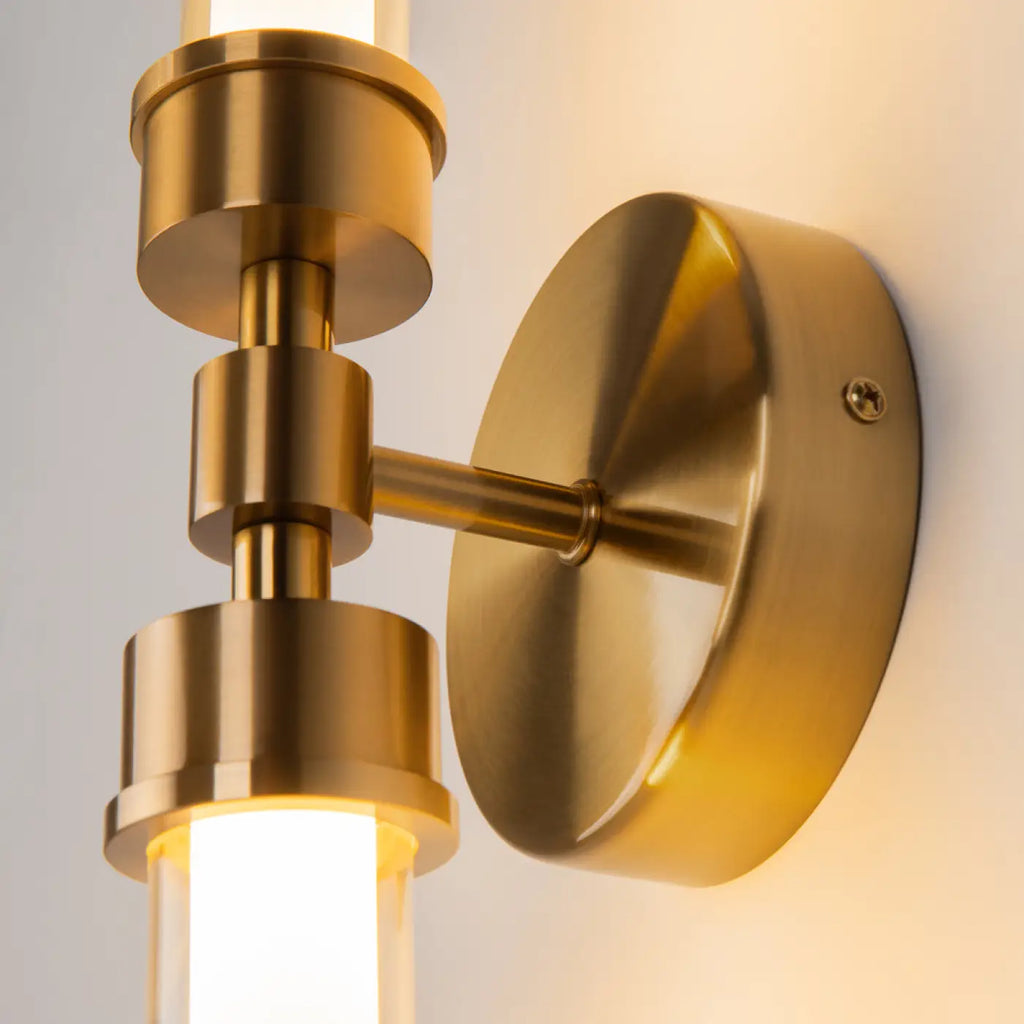 Applique murale LED tube de verre vertical, 56,6 cm, noir ou doré