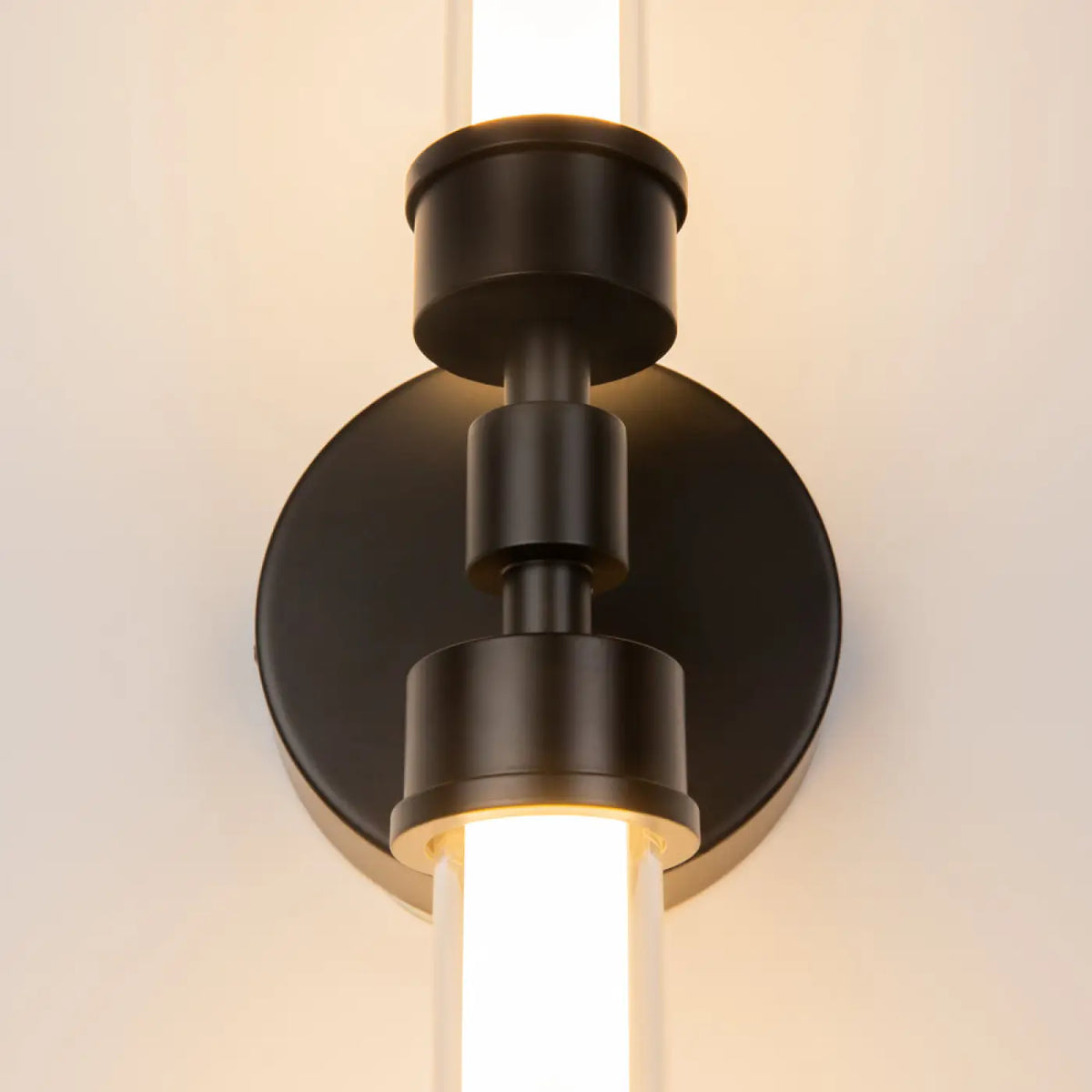 Applique murale LED tube de verre vertical, 56,6 cm, noir ou doré