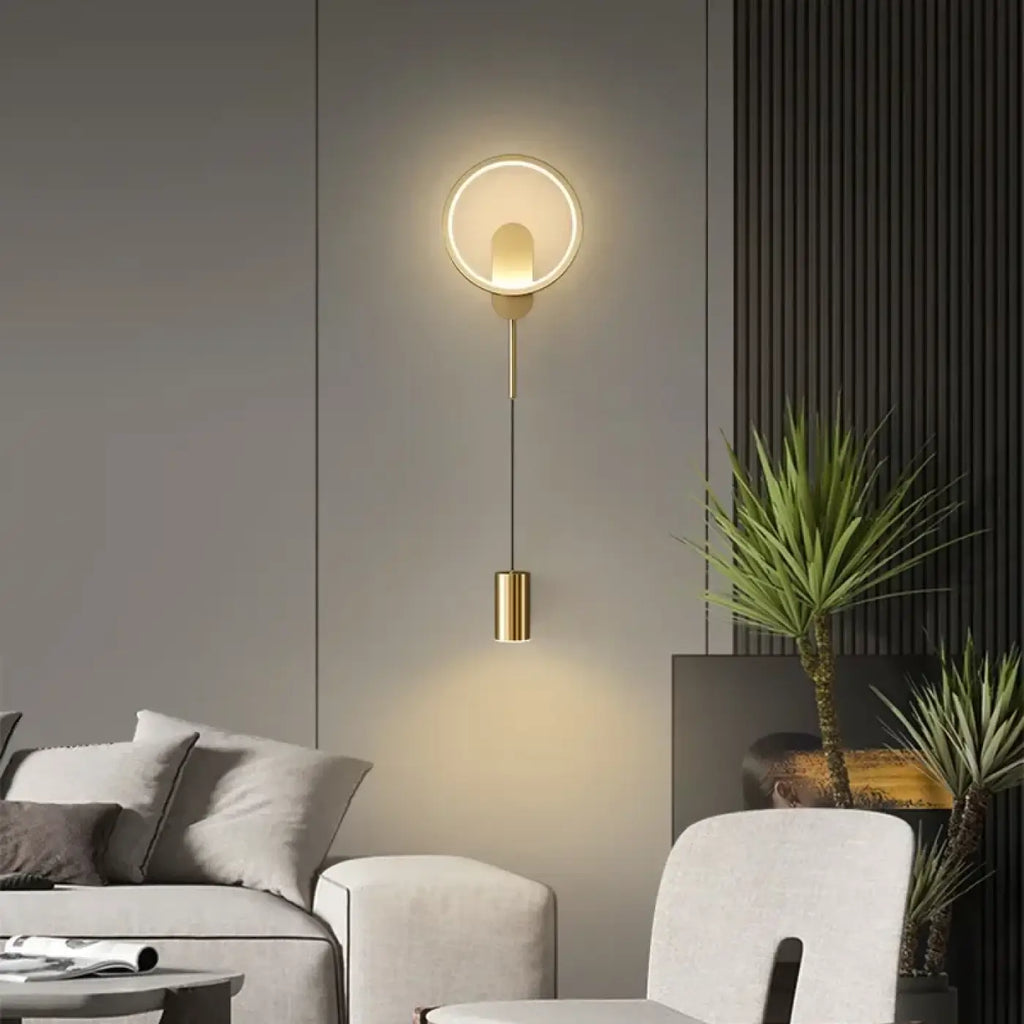 Applique murale LED suspendue et pivotante, dorée ou noire, doré