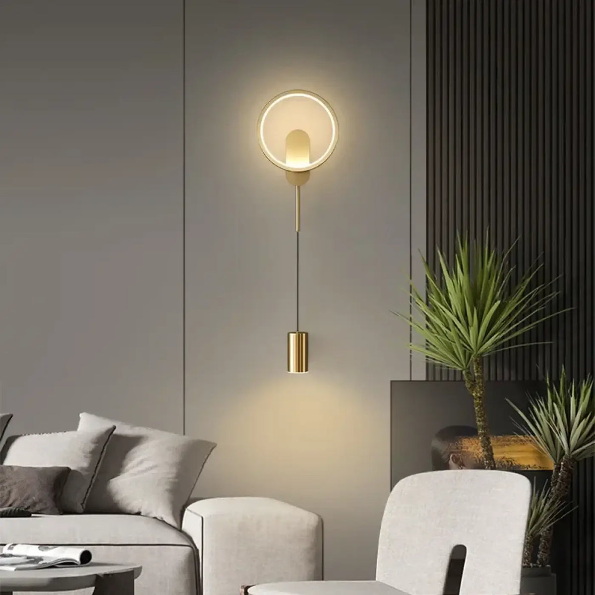 Applique murale LED suspendue et pivotante, dorée ou noire, doré