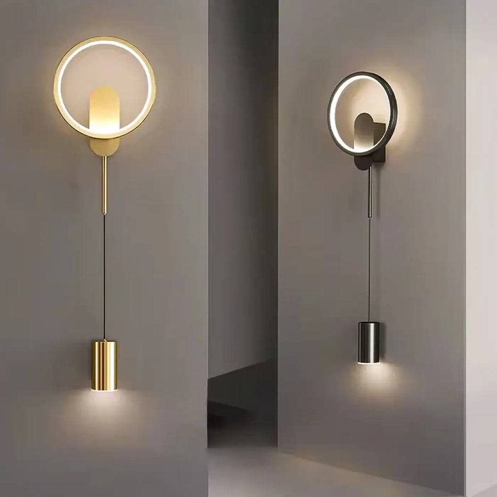 Applique murale LED suspendue et pivotante, dorée ou noire