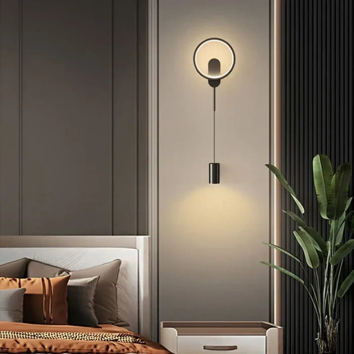 Applique murale LED suspendue et pivotante, dorée ou noire, noir