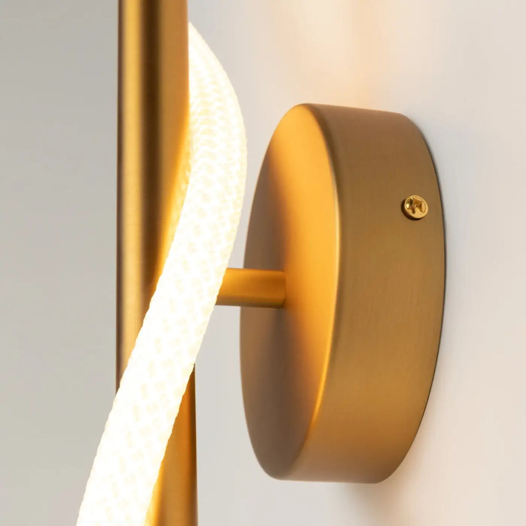 Applique murale LED ruban ondulé doré, 84,4 cm de haut