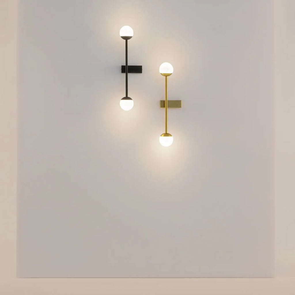 Applique murale LED anneau de lumière sur tige, doré ou noir