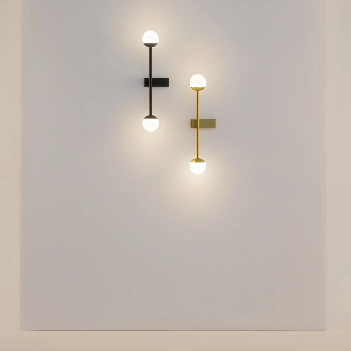 Applique murale LED anneau de lumière sur tige, doré ou noir