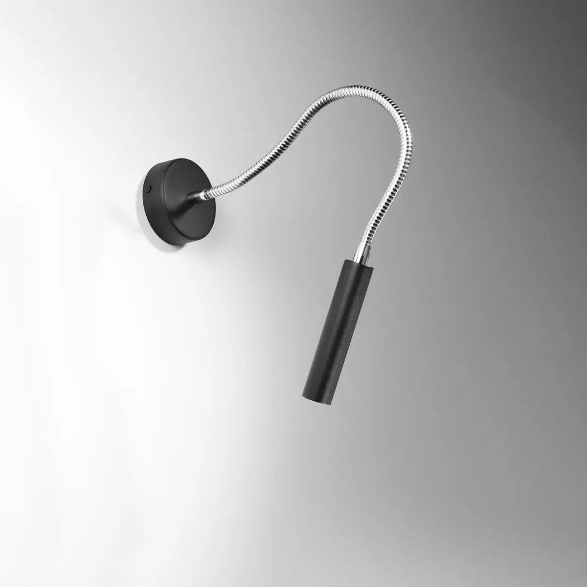 Liseuse murale noire à bras flexible chromé, 52 cm, ampoule G9