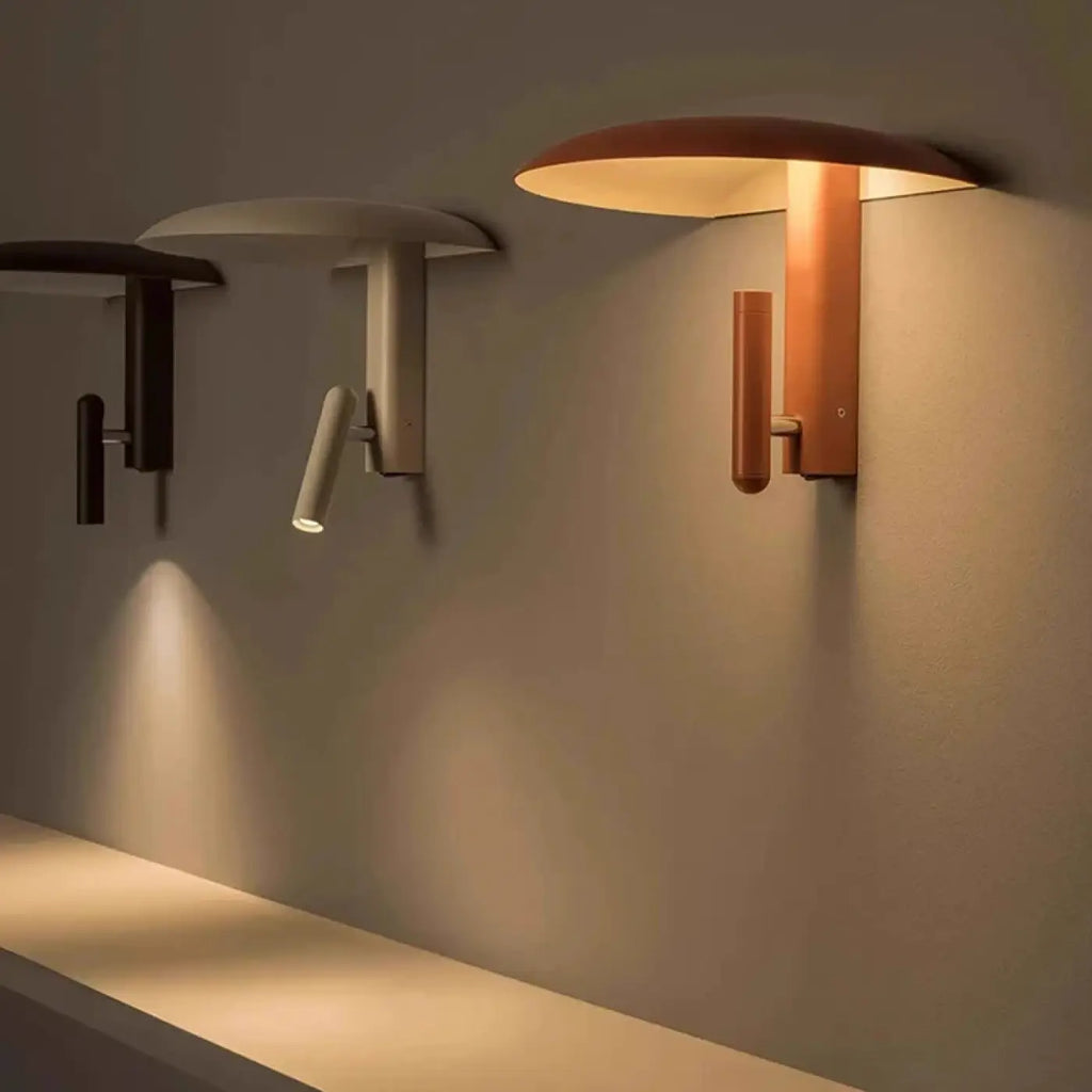 Applique murale à abat-jour courbé et liseuse orientable, blanc