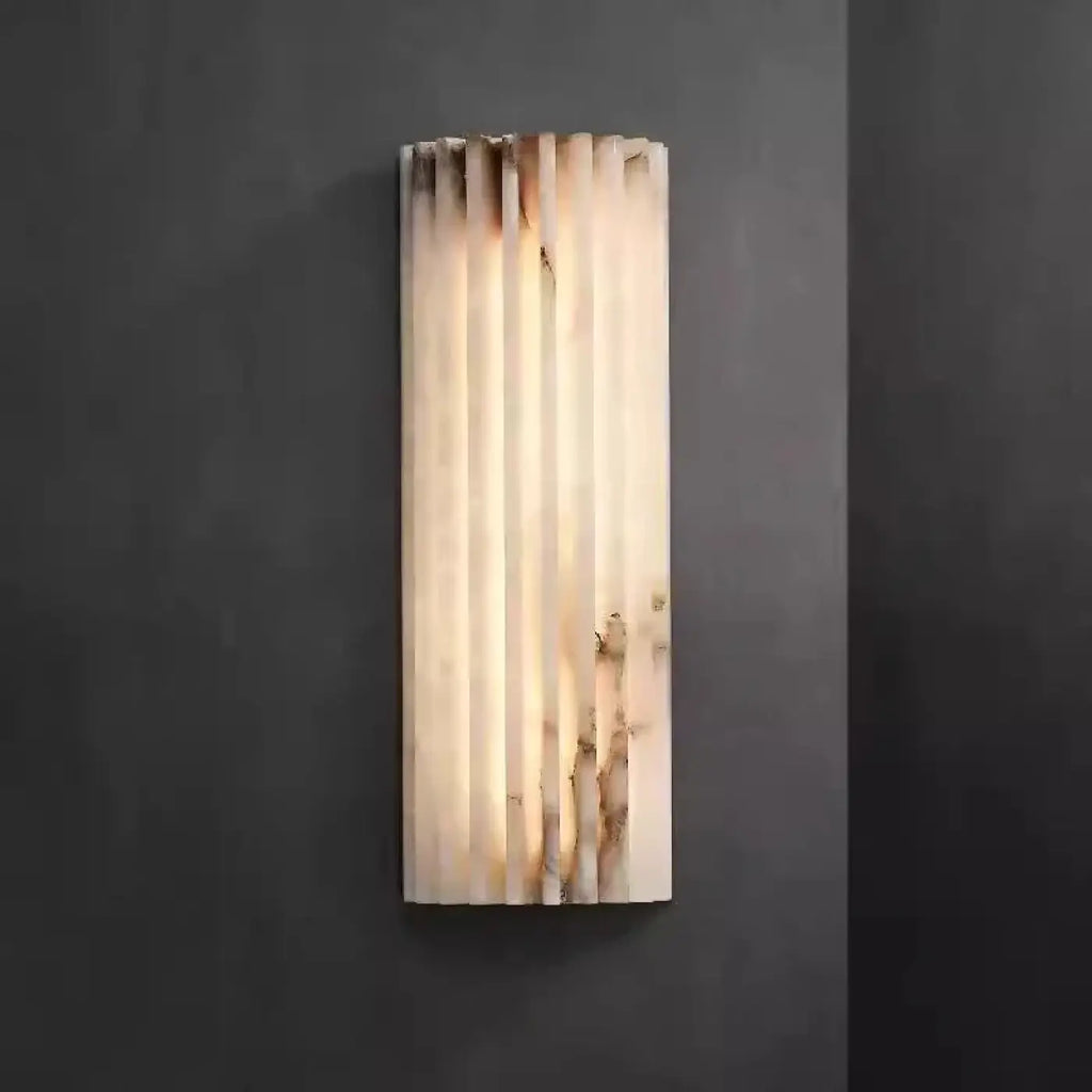 Applique murale allongée en albâtre blanc et marron, S ou M