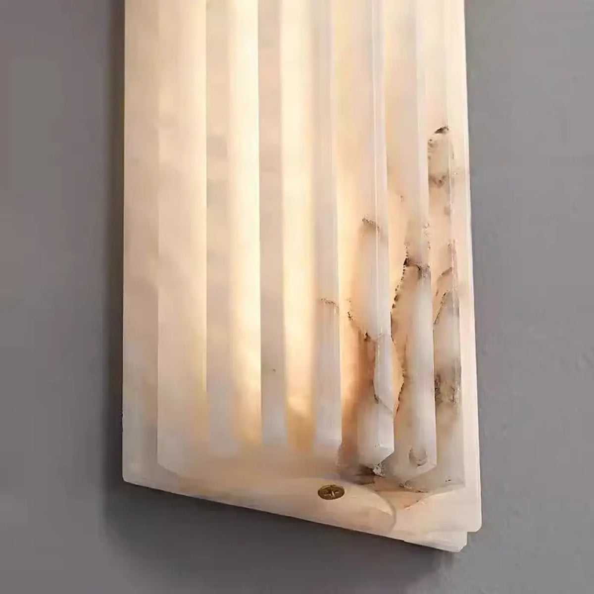 Applique murale allongée en albâtre blanc et marron, S ou M