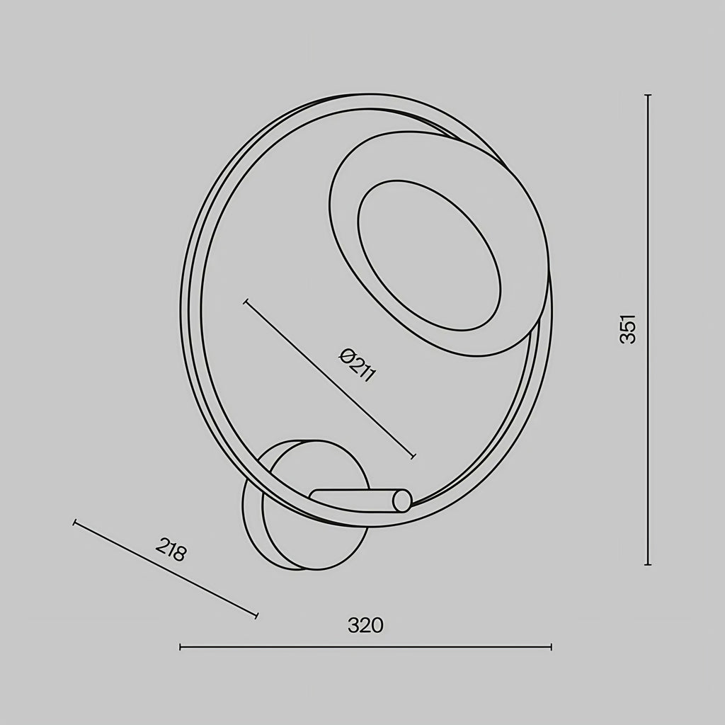 Applique murale LED disque doré déporté du mur, 32 cm