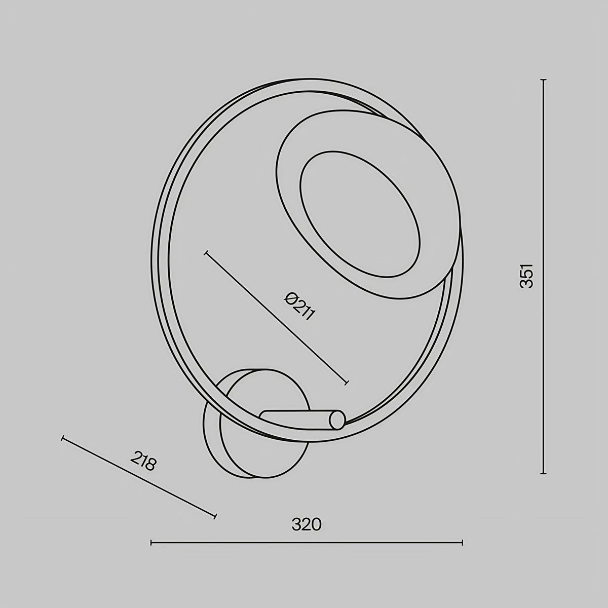 Applique murale LED disque doré déporté du mur, 32 cm