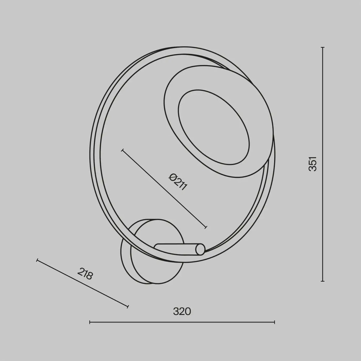 Applique murale LED disque doré déporté du mur, 32 cm