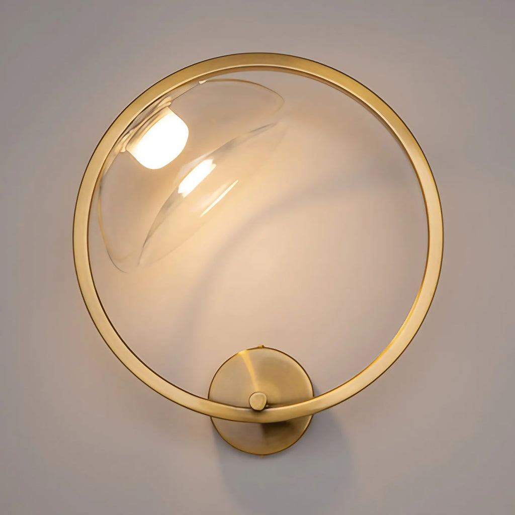 Applique murale LED disque doré déporté du mur, 32 cm