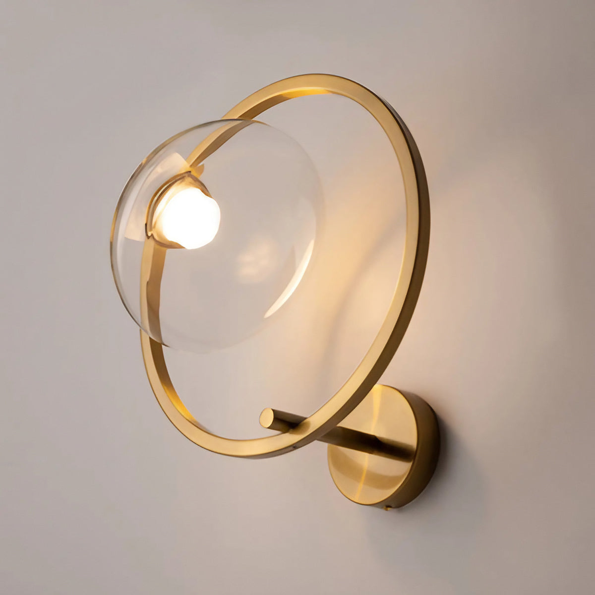 Applique murale LED disque doré déporté du mur, 32 cm