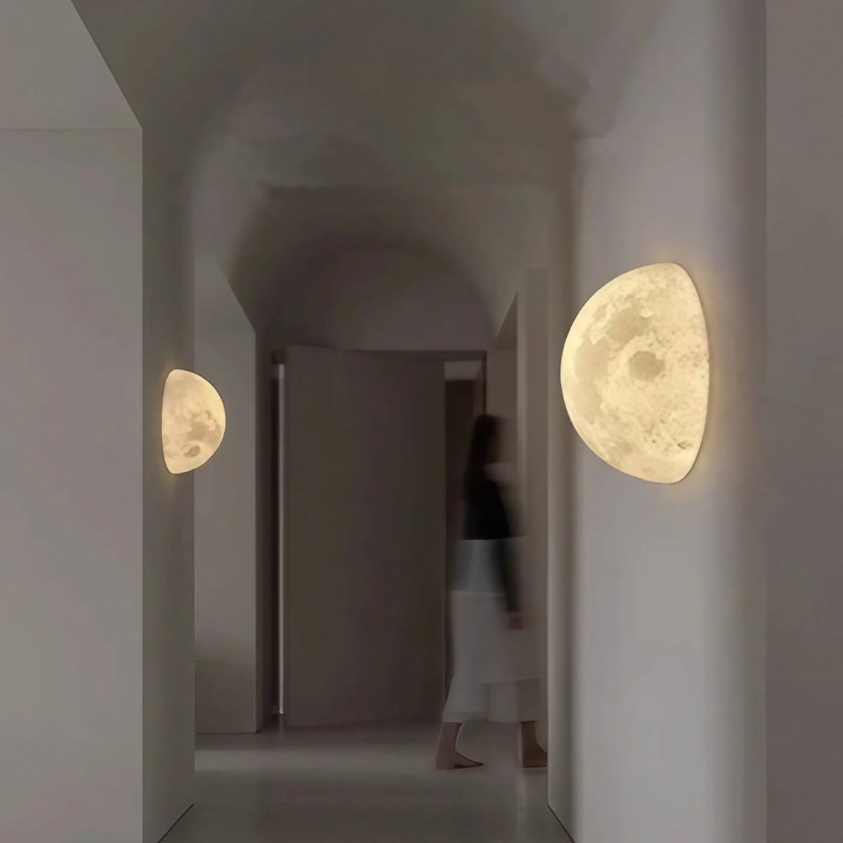 Applique murale demi-lune à effet réaliste, blanc chaud ou froid