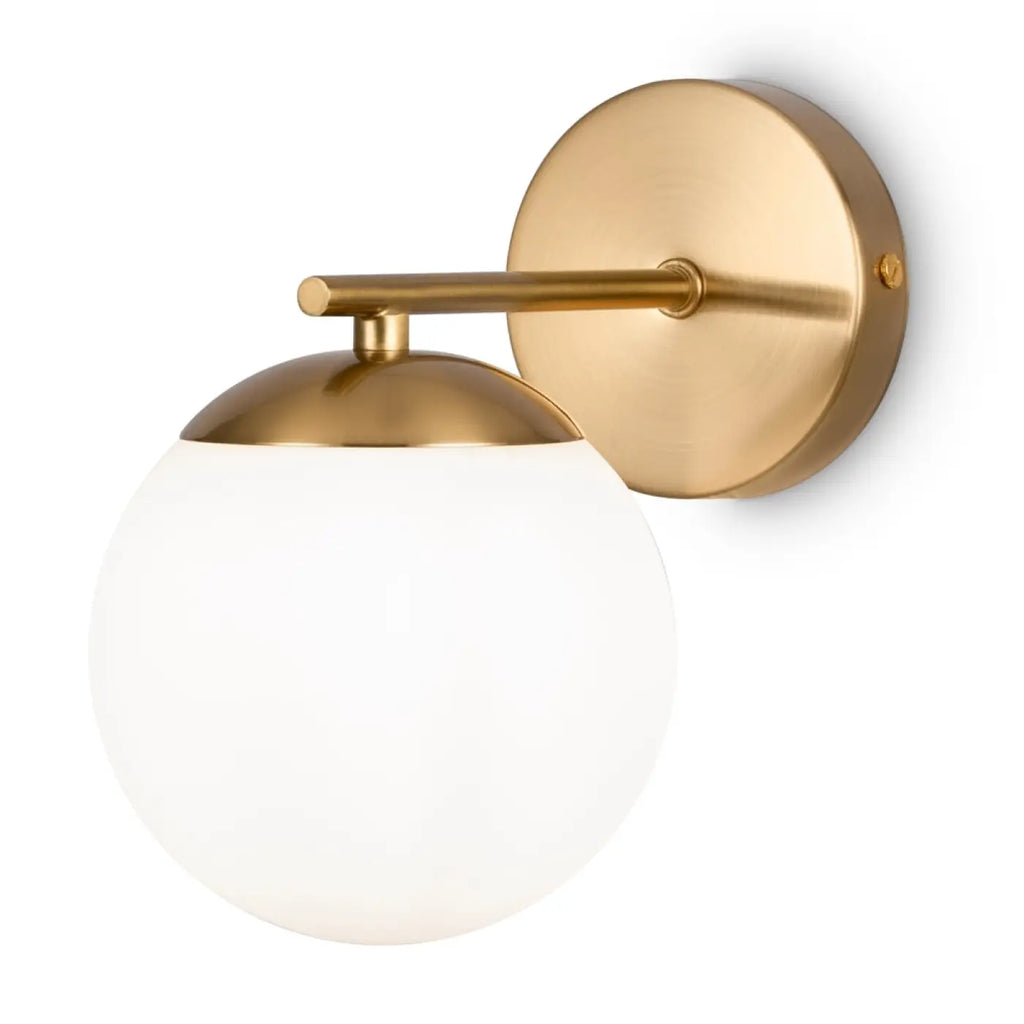 Applique murale globe en verre sur platine dorée, culot E27