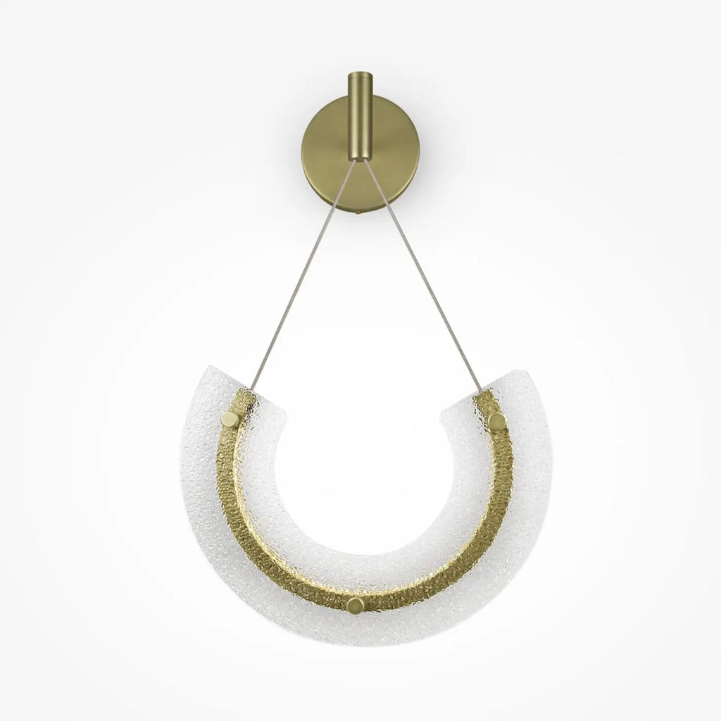 Applique murale LED en verre plié sur long bras doré