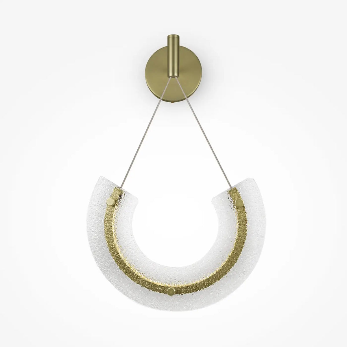 Applique murale LED en verre plié sur long bras doré