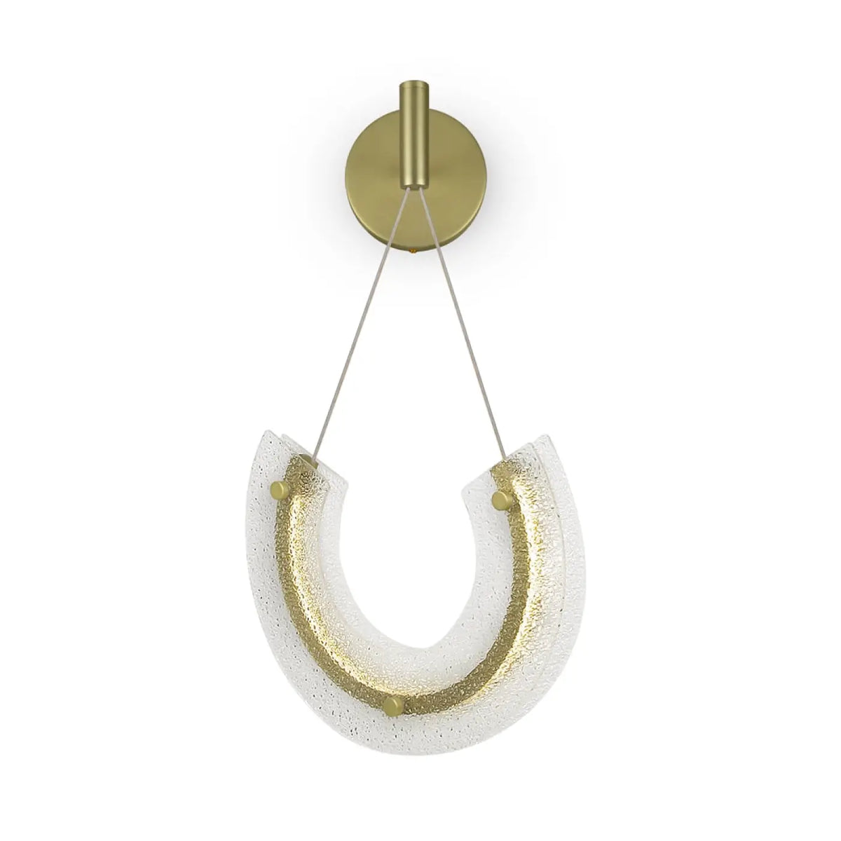 Applique murale LED en verre plié sur long bras doré