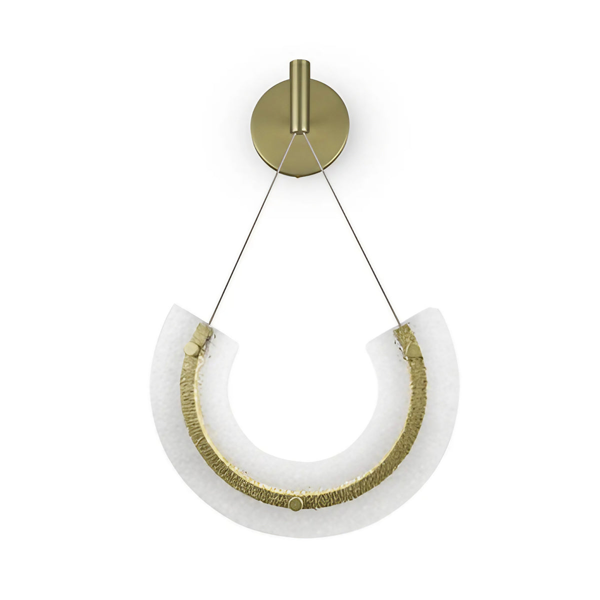 Applique murale LED en verre plié sur long bras doré