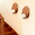 Applique murale ronde en bois massif, style japonais, 3 coloris, marron