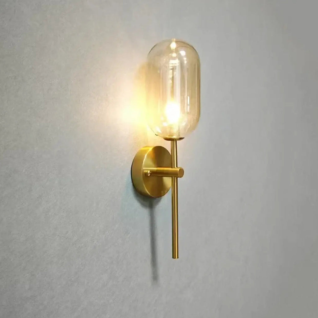 Applique murale en verre sur tige de laiton, deux modèles