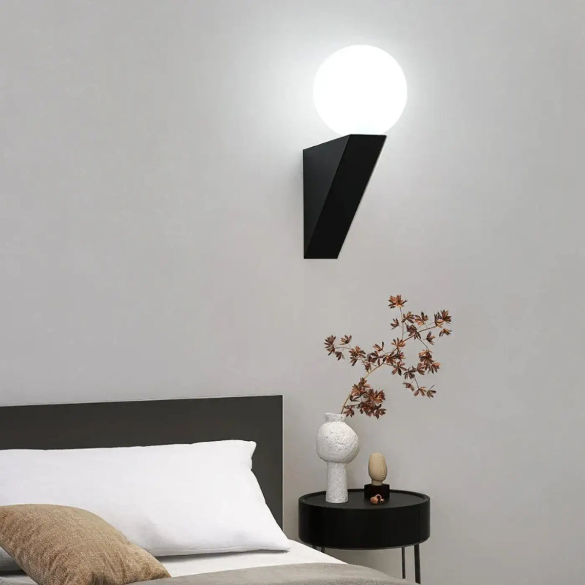 Applique murale minimaliste à boule, effet balcon, noir