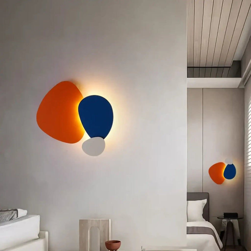Applique murale moderne à deux plaques, orange et noire