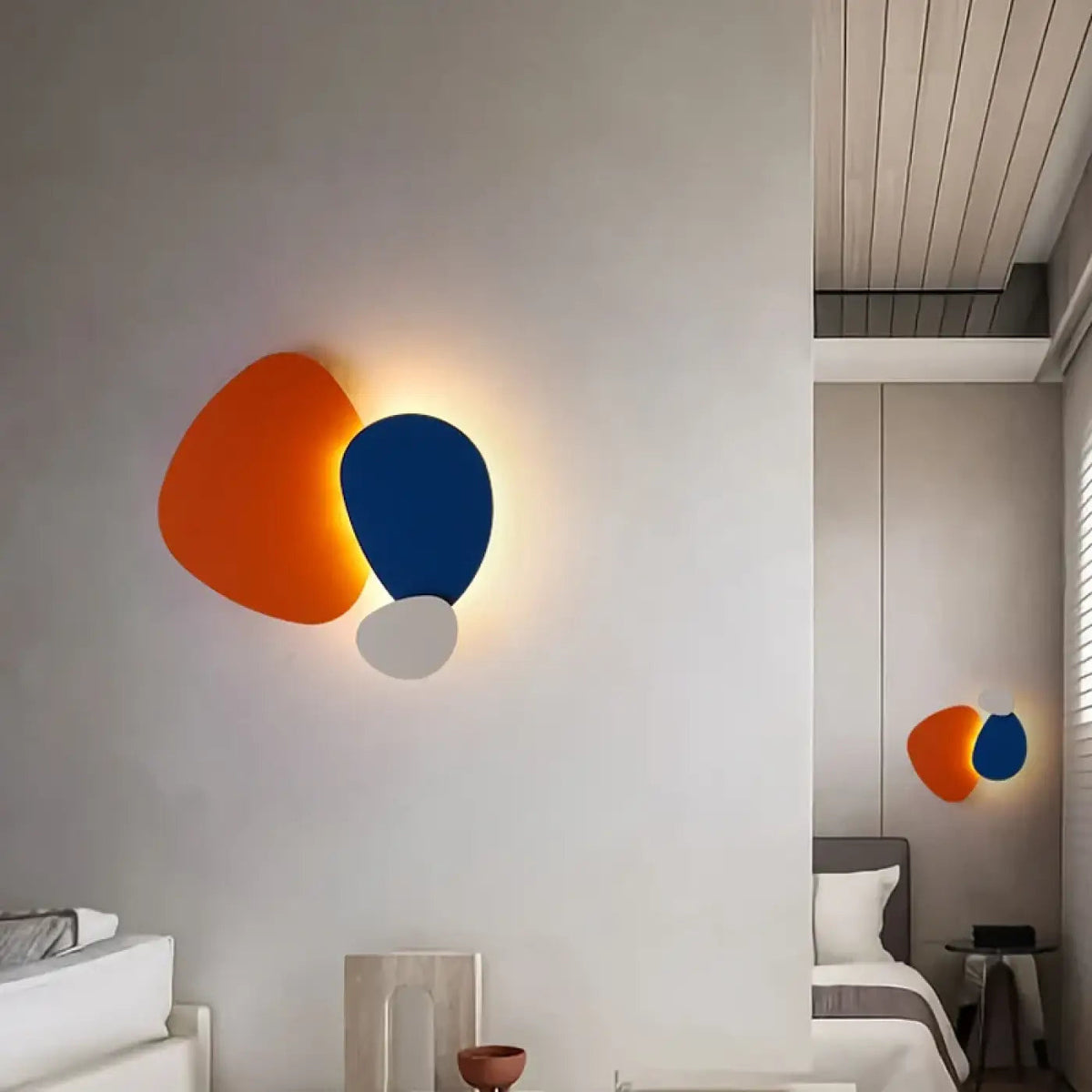 Applique murale moderne à deux plaques, orange et noire