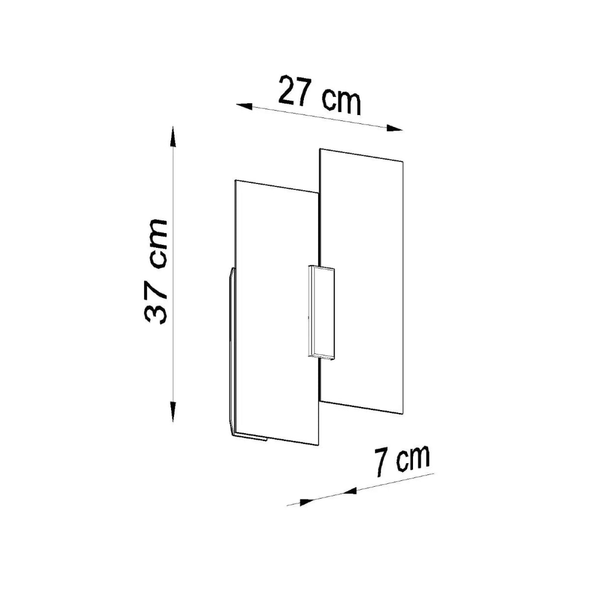 Applique murale double panneau de verre blanc décalé et chrome