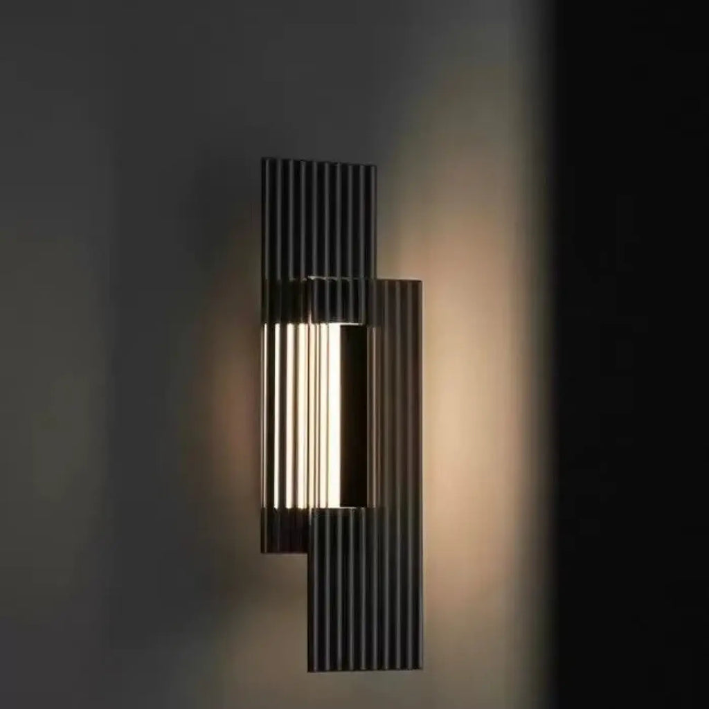 Applique murale moderne en métal strié, noir ou gris, noir