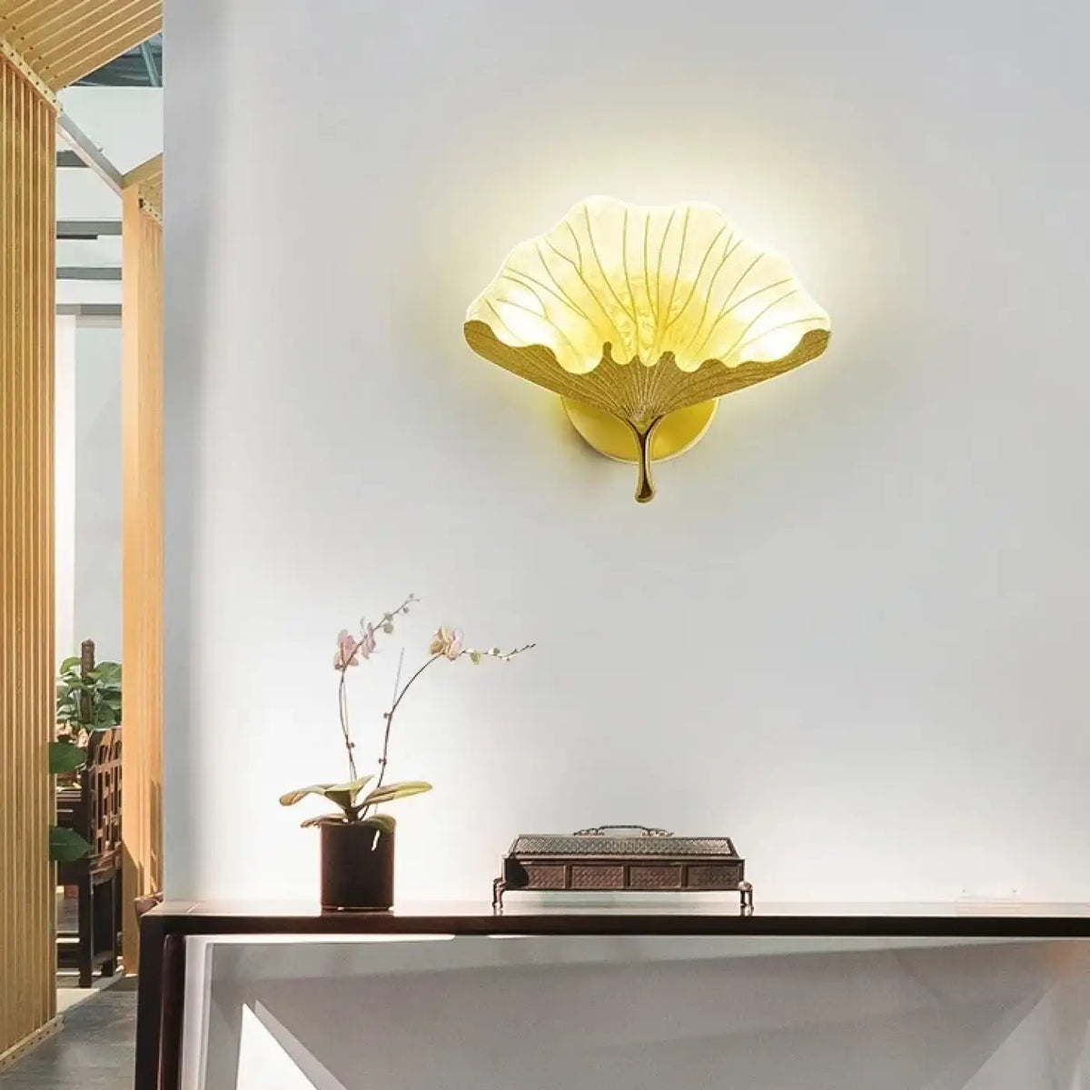 Applique murale en forme de feuille dorée, tailles S et M
