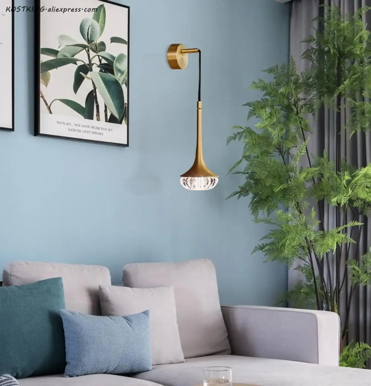 Applique murale moderne en laiton et verre, blanc chaud ou froid