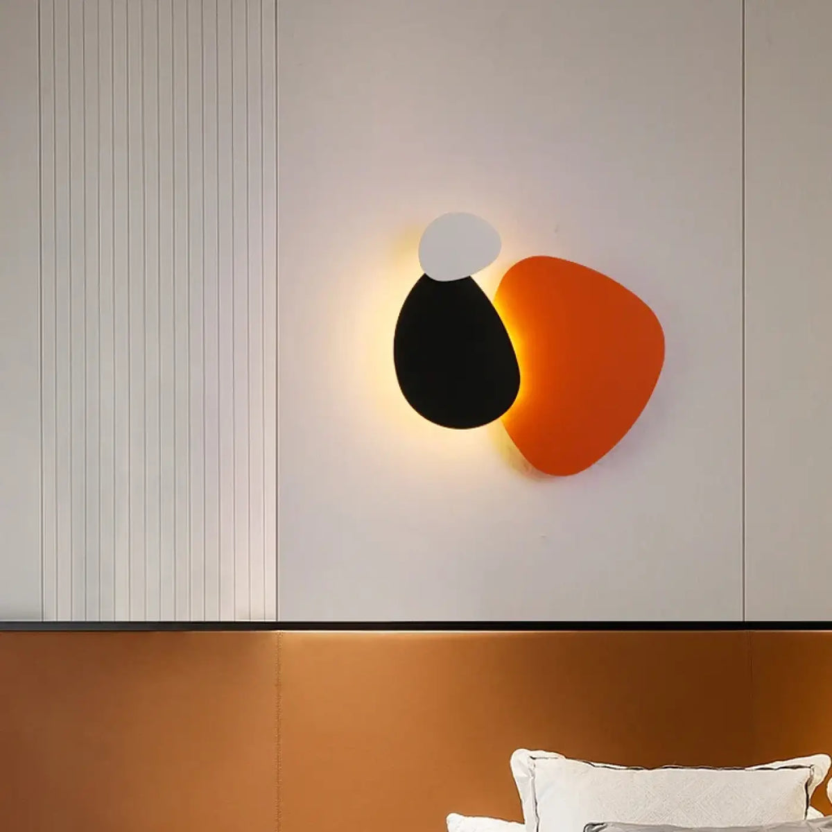 Applique murale moderne à deux plaques, orange et noire
