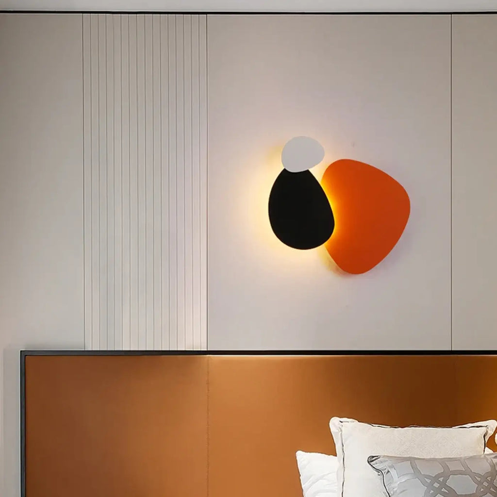 Applique murale moderne à deux plaques, orange et noire