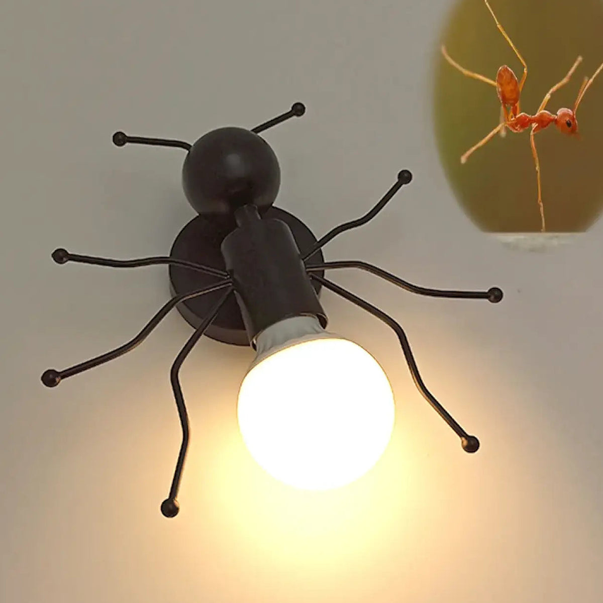 Applique murale araignée noire à bras articulés