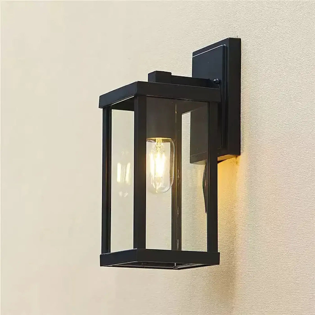 Applique murale noire d'extérieur avec verre transparent