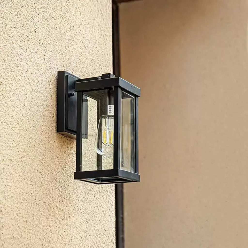Applique murale noire d'extérieur avec verre transparent