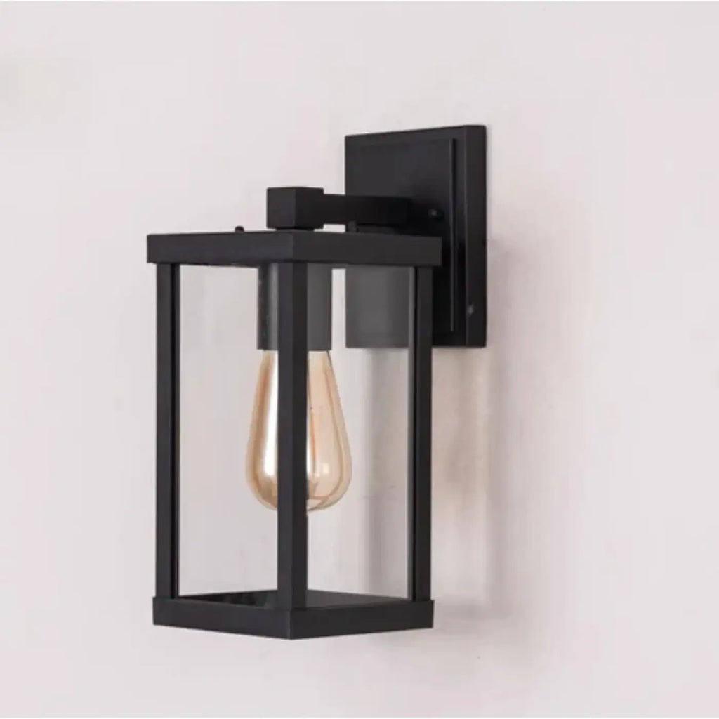 Applique murale noire d'extérieur avec verre transparent