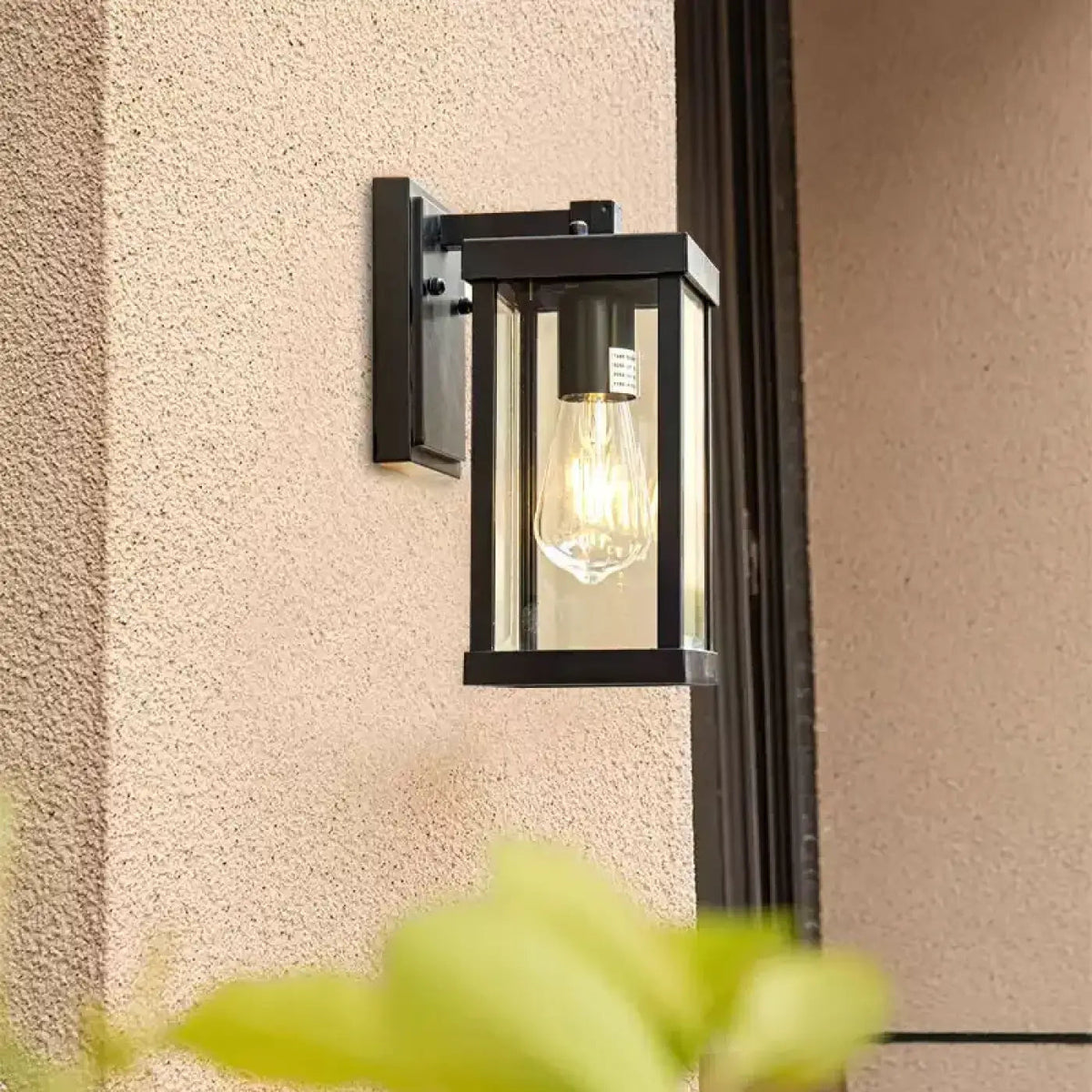 Applique murale noire d'extérieur avec verre transparent