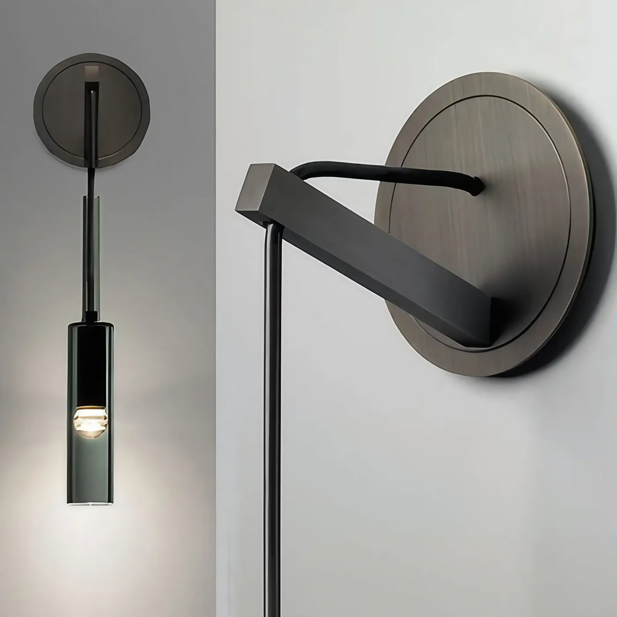 Applique murale en aluminium noir mat, forme originale