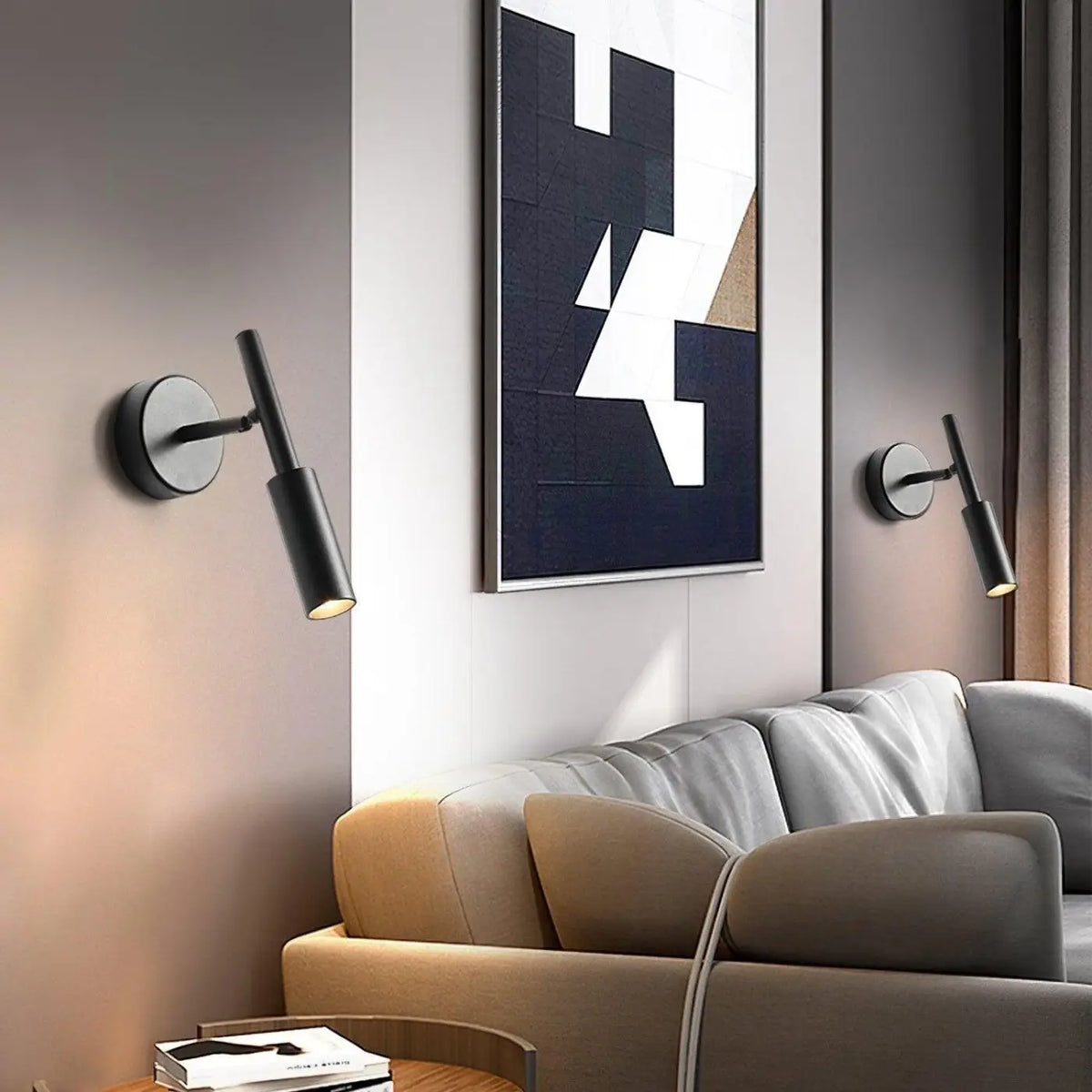 Applique murale design noire ou blanche, lumière au choix