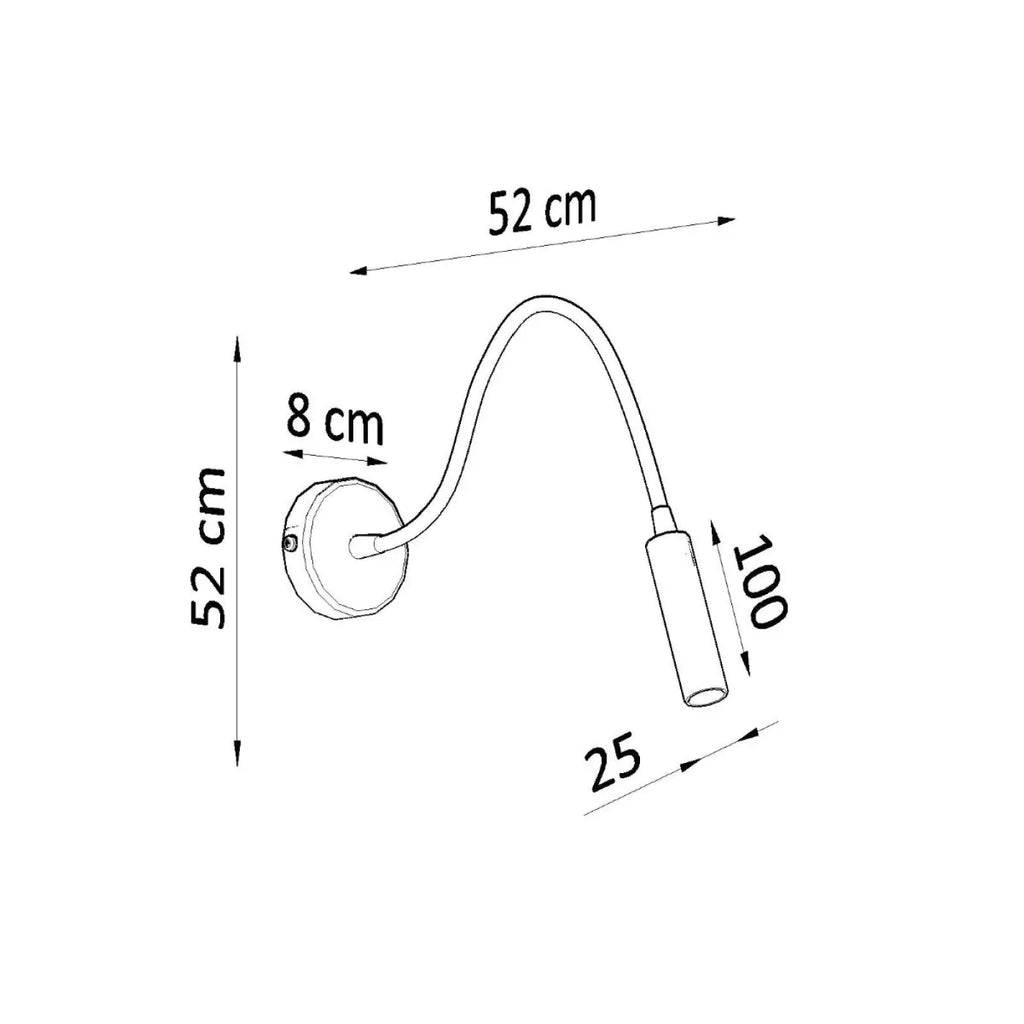 Liseuse murale noire à bras flexible chromé, 52 cm, ampoule G9
