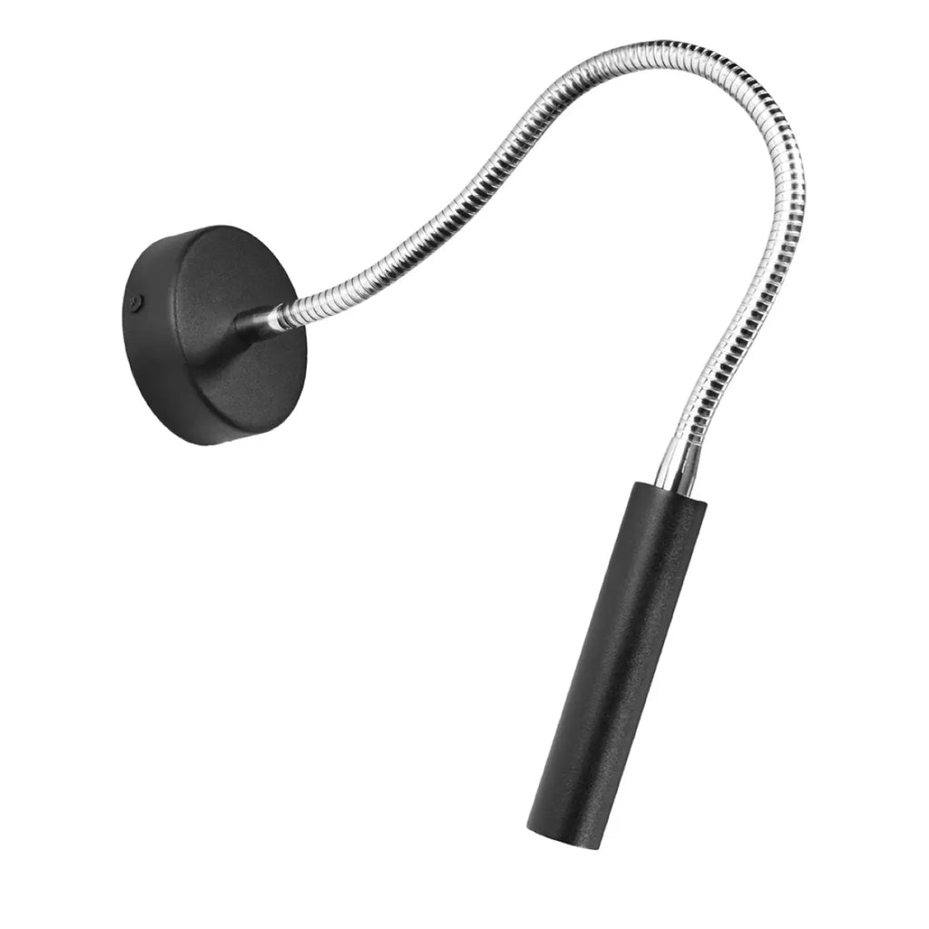 Liseuse murale noire à bras flexible chromé, 52 cm, ampoule G9