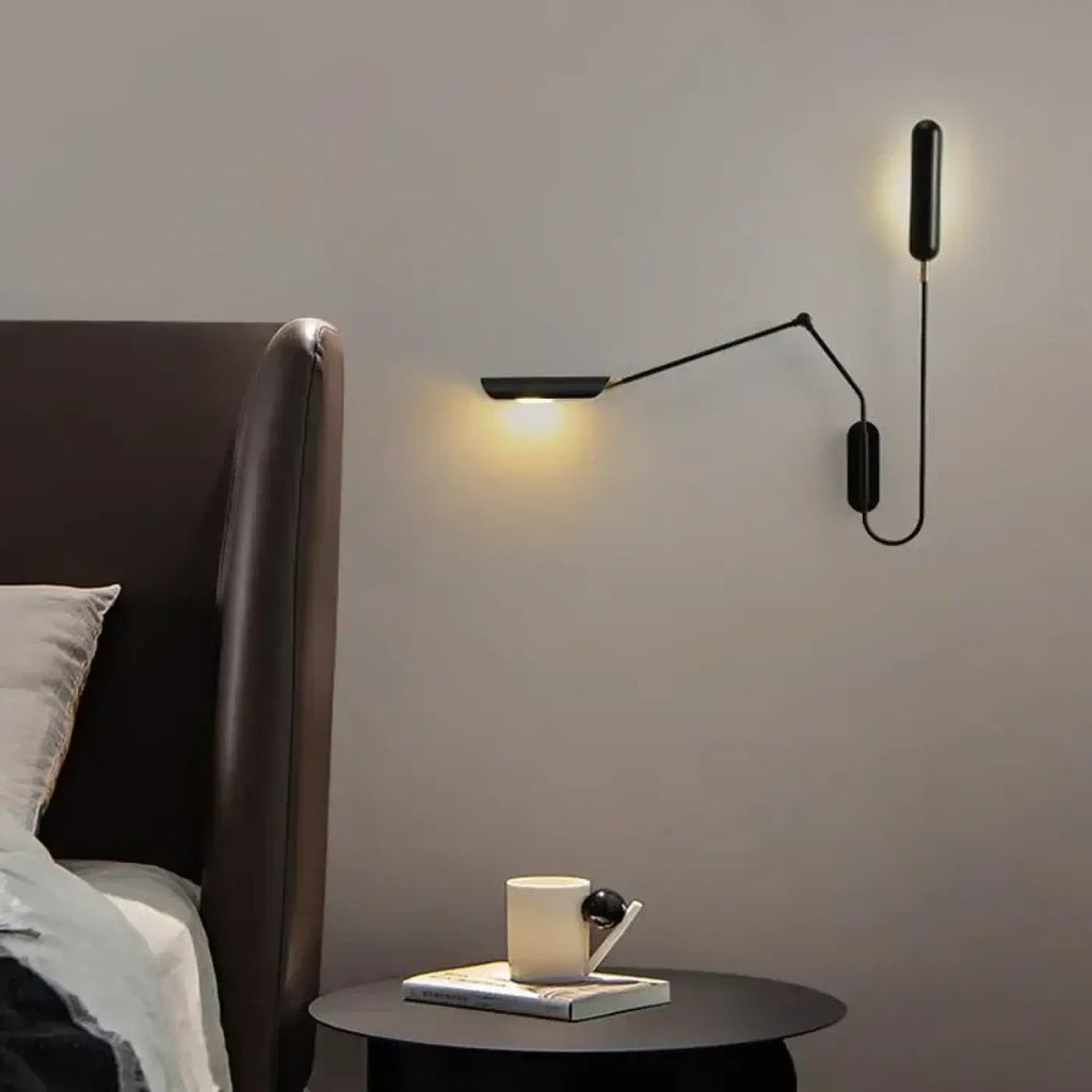 Applique murale orientable noire à bras long